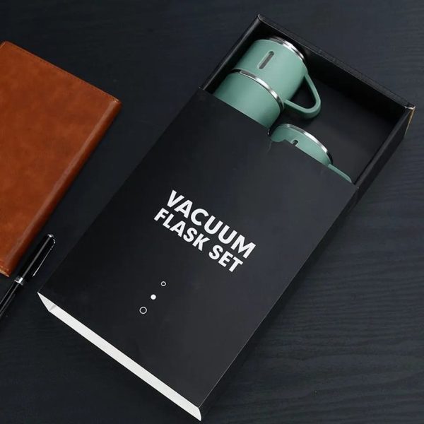 3 In 1 Vacuum Insulated Thermal Flask Set With 2 Cup (Random Color)