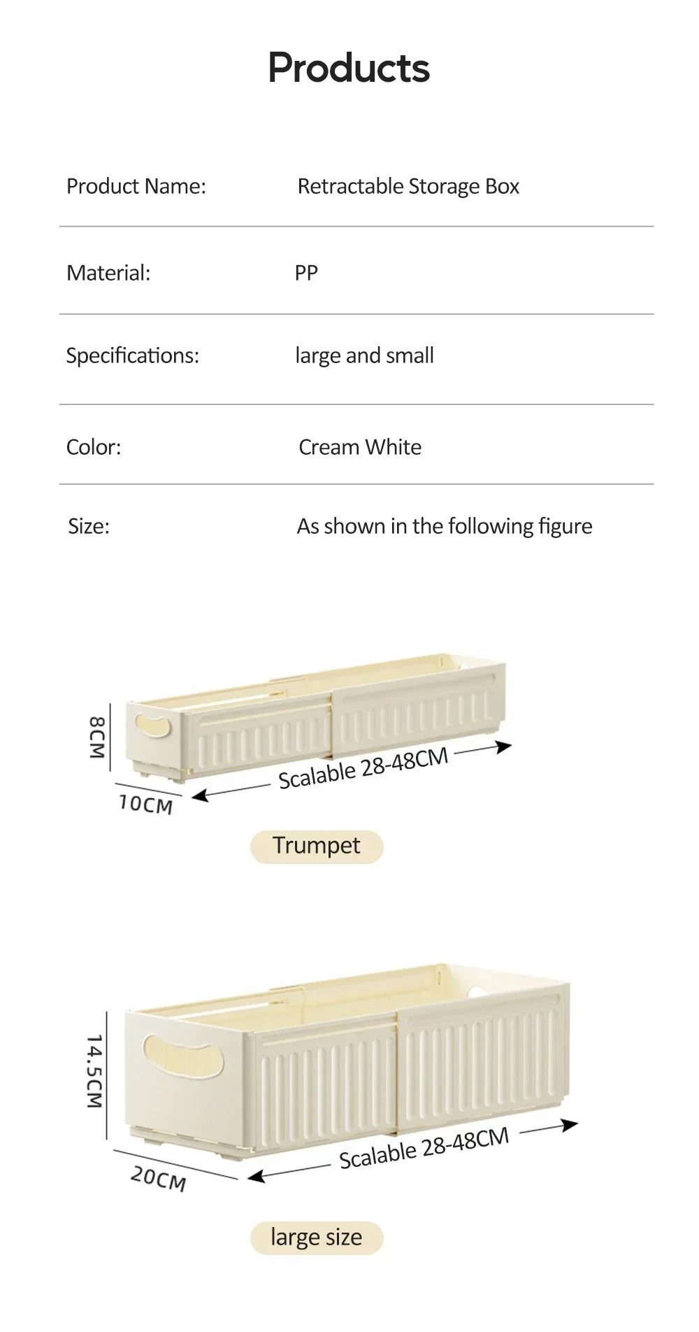 Telescopic Organizer Storage Box - Expandable Storage Solution for Every Space