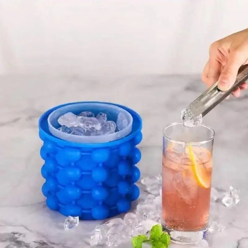 Silicone Ice Bucket  Large Mold With Lid Portable Cooler Cube Freeze Tray